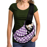 Violet And White Gingham Pattern Print Pet Sling Carrier