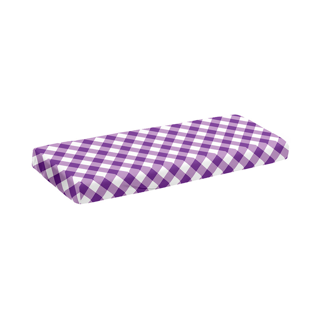 Violet And White Gingham Pattern Print Piano Keyboard Cover