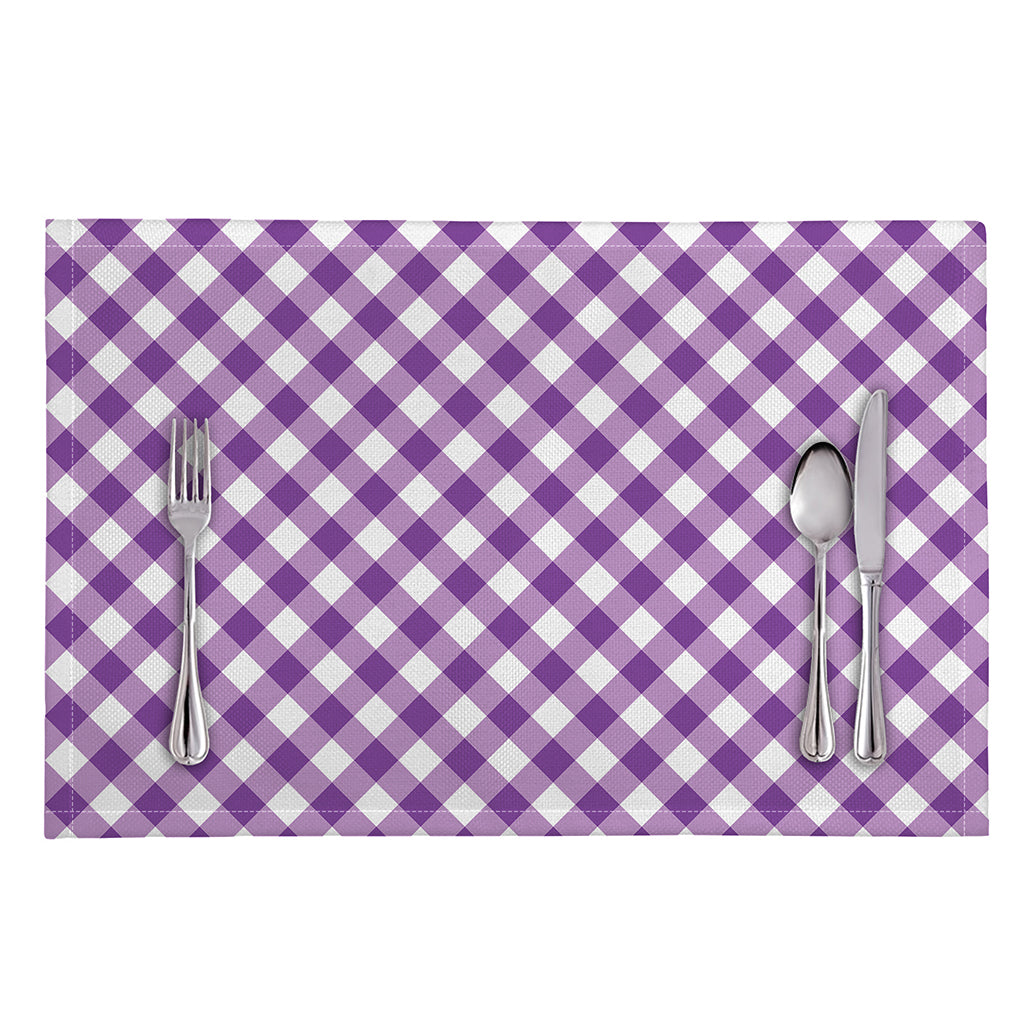 Violet And White Gingham Pattern Print Placemat