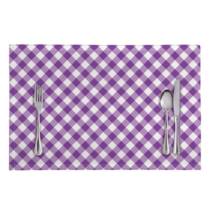 Violet And White Gingham Pattern Print Placemat