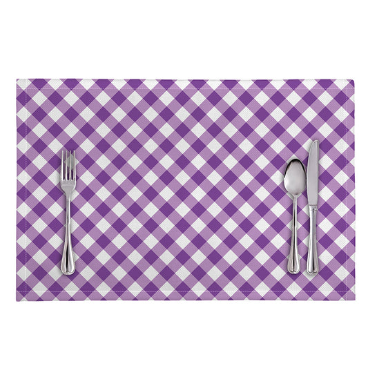 Violet And White Gingham Pattern Print Placemat