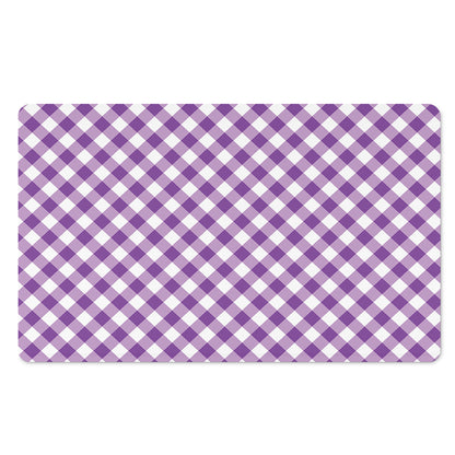 Violet And White Gingham Pattern Print Polyester Doormat