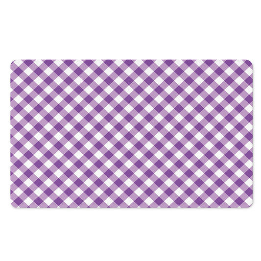 Violet And White Gingham Pattern Print Polyester Doormat