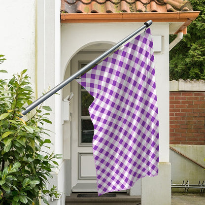 Violet And White Gingham Pattern Print Polyester Flag