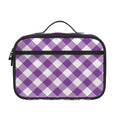 Violet And White Gingham Pattern Print Portable Lunch Bag