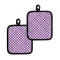 Violet And White Gingham Pattern Print Pot Holders