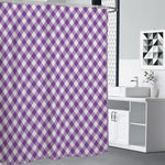 Violet And White Gingham Pattern Print Premium Shower Curtain