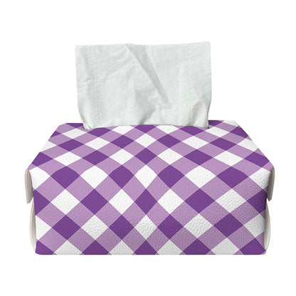 Violet And White Gingham Pattern Print Rectangle Tissue Box Cover