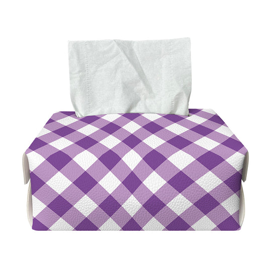 Violet And White Gingham Pattern Print Rectangle Tissue Box Cover