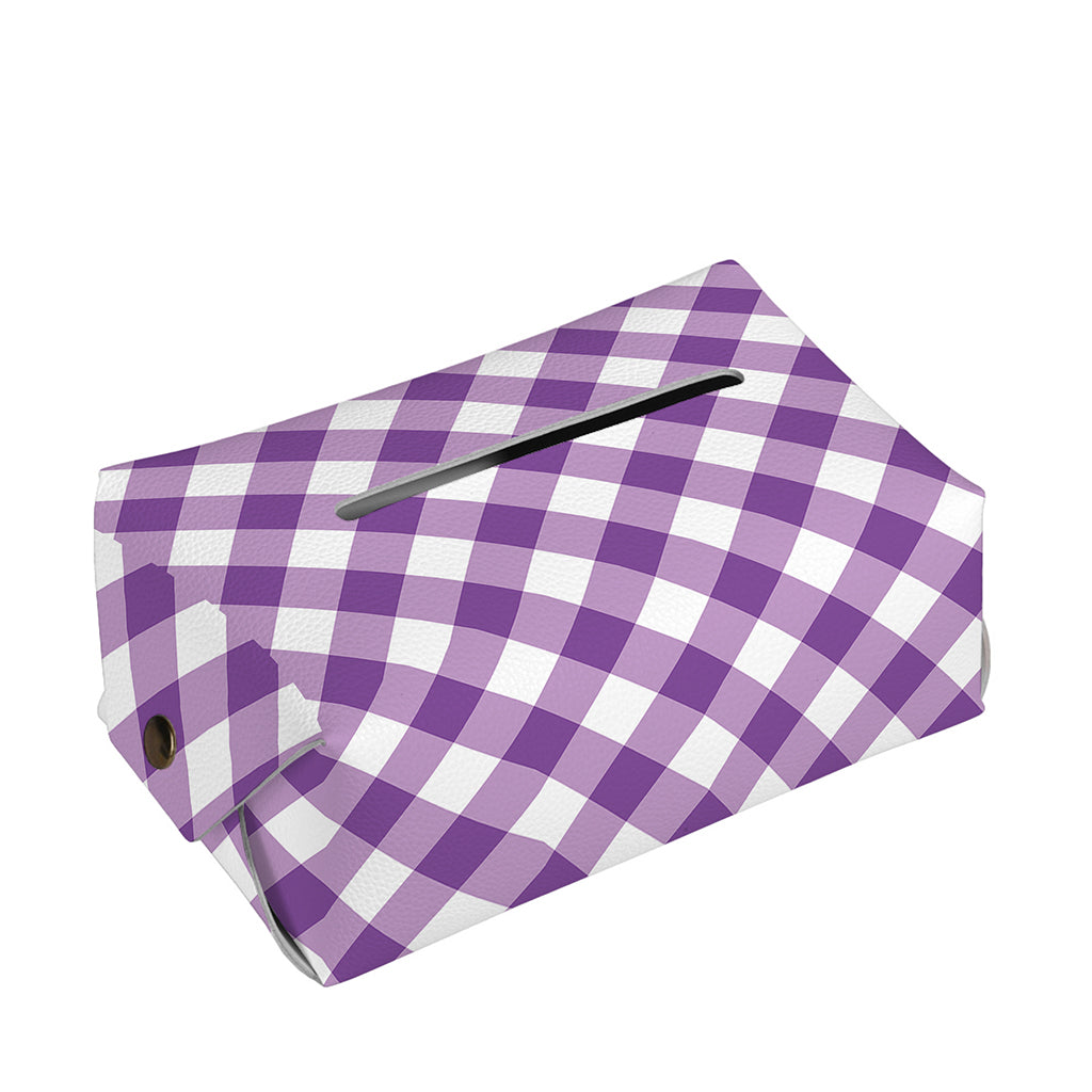 Violet And White Gingham Pattern Print Rectangle Tissue Box Cover