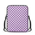 Violet And White Gingham Pattern Print Rectangular Crossbody Bag