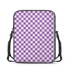 Violet And White Gingham Pattern Print Rectangular Crossbody Bag