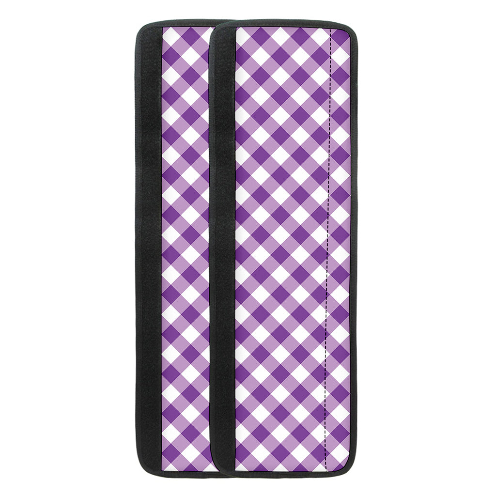 Violet And White Gingham Pattern Print Refrigerator Handle Covers