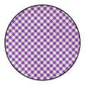 Violet And White Gingham Pattern Print Round Floor Mat