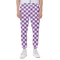 Violet And White Gingham Pattern Print Joggers