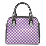 Violet And White Gingham Pattern Print Shoulder Handbag