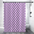 Violet And White Gingham Pattern Print Shower Curtain