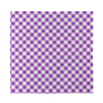 Violet And White Gingham Pattern Print Silk Bandana