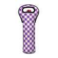 Violet And White Gingham Pattern Print Single Neoprene Wine Tote