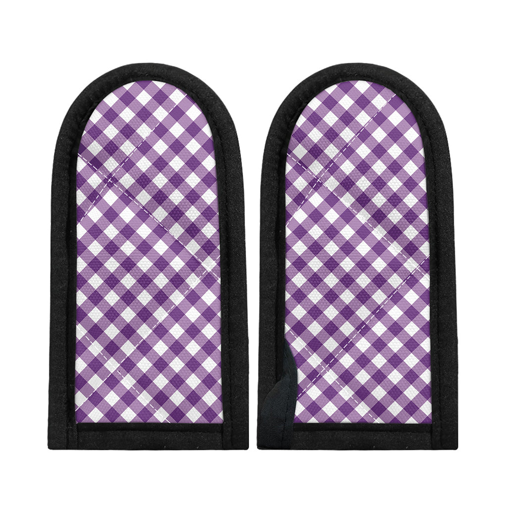 Violet And White Gingham Pattern Print Skillet Handle Cover
