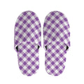 Violet And White Gingham Pattern Print Slippers