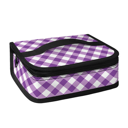 Violet And White Gingham Pattern Print Small Lunch Bag