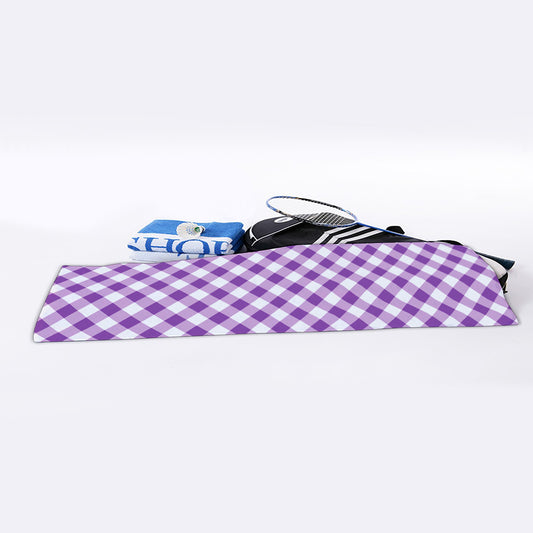 Violet And White Gingham Pattern Print Sports Towel