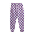 Violet And White Gingham Pattern Print Sweatpants