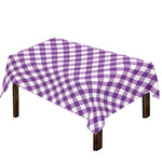 Violet And White Gingham Pattern Print Tablecloth