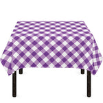 Violet And White Gingham Pattern Print Tablecloth