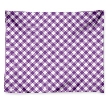 Violet And White Gingham Pattern Print Tapestry