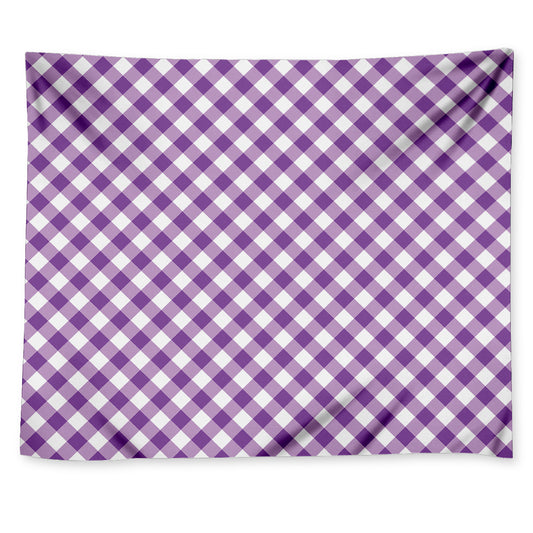 Violet And White Gingham Pattern Print Tapestry