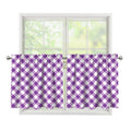 Violet And White Gingham Pattern Print Tier Curtains