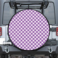 Violet And White Gingham Pattern Print Tire Cover