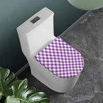 Violet And White Gingham Pattern Print Toilet Lid Cover