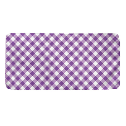 Violet And White Gingham Pattern Print Towel