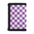 Violet And White Gingham Pattern Print Trifold Wallet