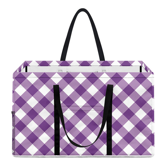 Violet And White Gingham Pattern Print Utility Tote Bag