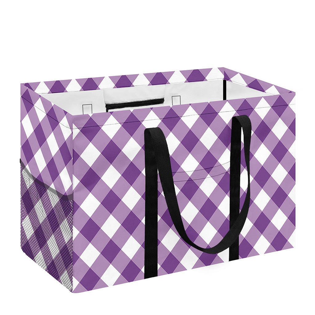 Violet And White Gingham Pattern Print Utility Tote Bag