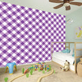 Violet And White Gingham Pattern Print Wall Sticker