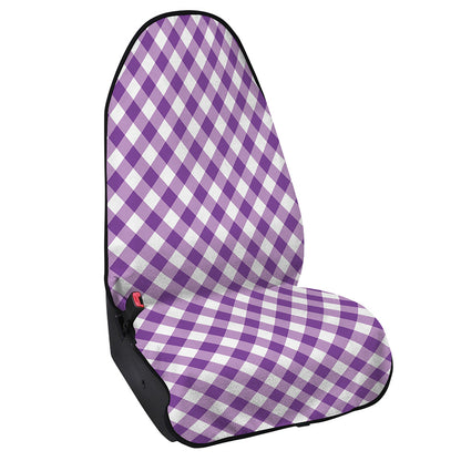 Violet And White Gingham Pattern Print Waterproof Car Seat Cover