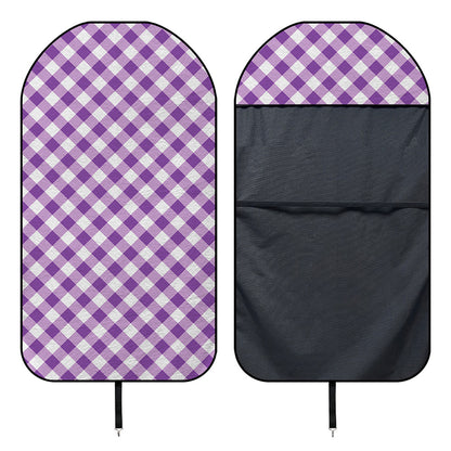 Violet And White Gingham Pattern Print Waterproof Car Seat Cover