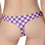 Violet And White Gingham Pattern Print Women's Thong