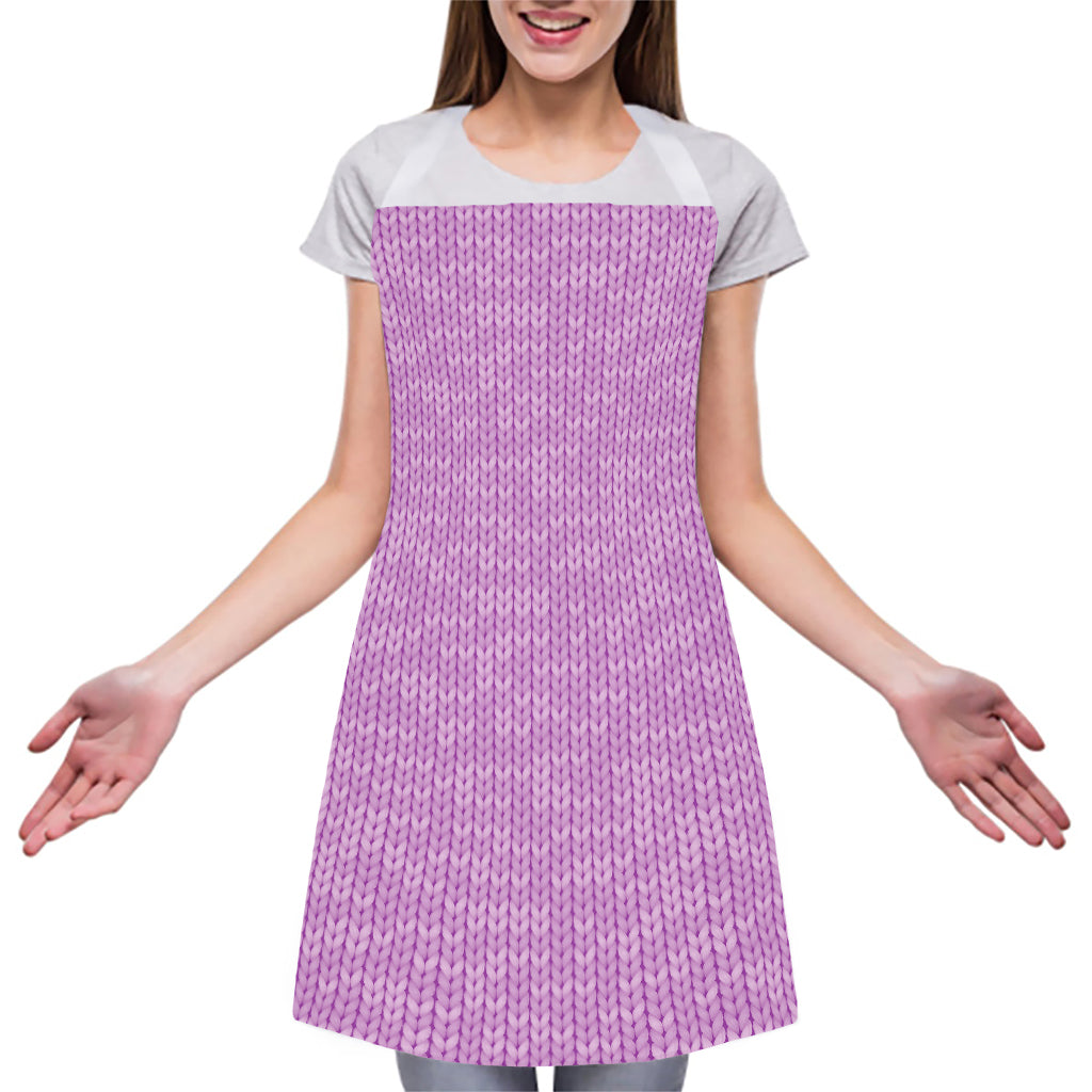 Violet Knitted Pattern Print Adjustable Apron