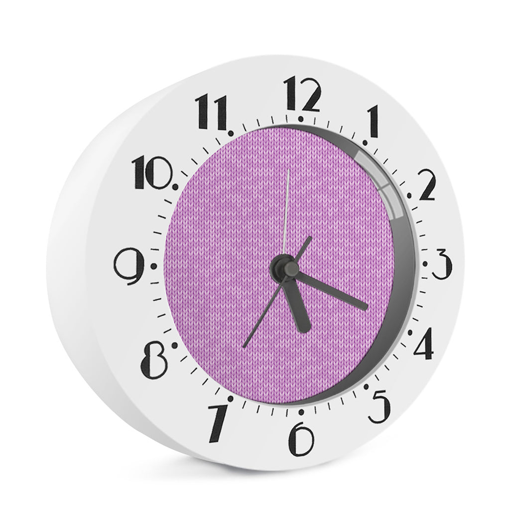 Violet Knitted Pattern Print Alarm Clock