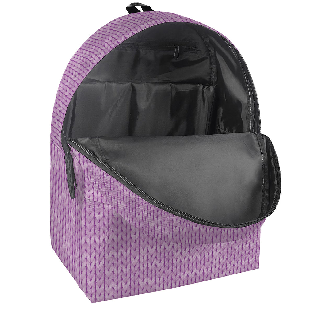 Violet Knitted Pattern Print Backpack