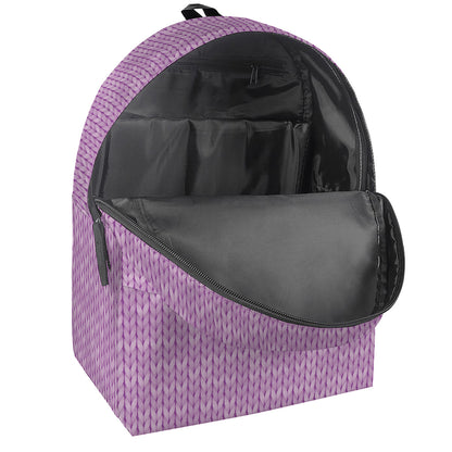 Violet Knitted Pattern Print Backpack