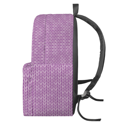 Violet Knitted Pattern Print Backpack