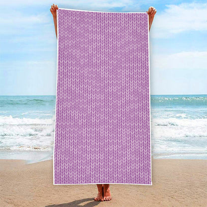Violet Knitted Pattern Print Beach Towel