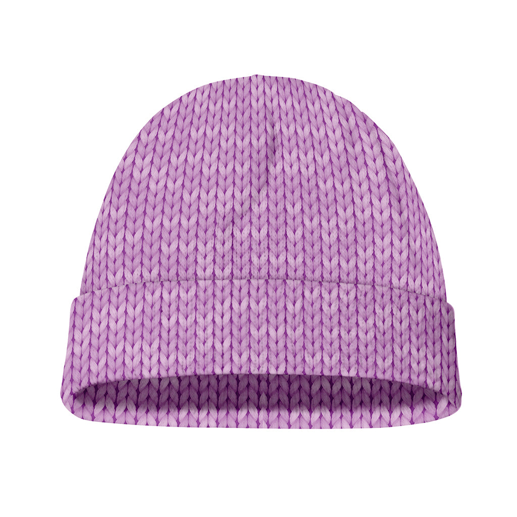 Violet Knitted Pattern Print Beanie